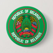 Wit-Russische Ronde Embleem Button 7,6 Cm (Voorkant)