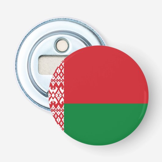 Wit-Russische vlag Button Flesopener (Voorkant)
