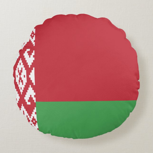Wit-Russische vlag Rond Kussen (Voorkant)