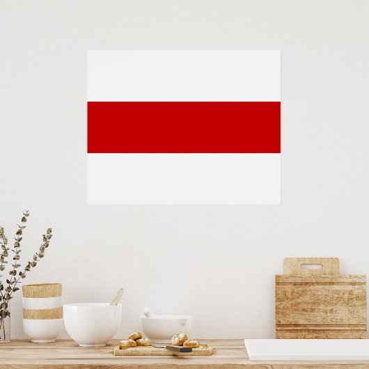 Wit-Russische vlag (rood en wit) Poster (Keuken)