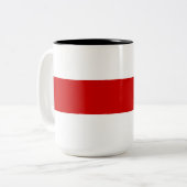 Wit-Russische vlag (rood en wit) Tweekleurige Koffiemok (Voorkant links)