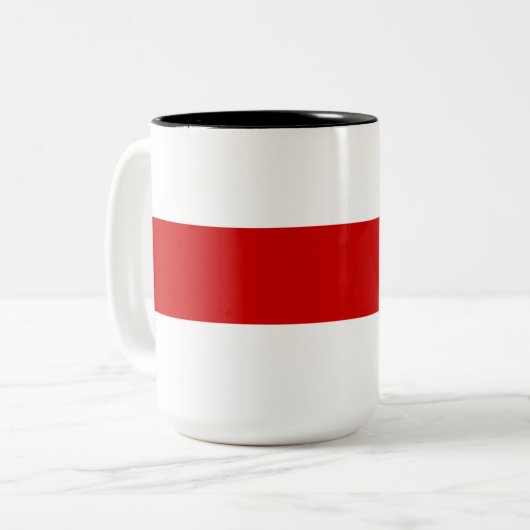 Wit-Russische vlag (rood en wit) Tweekleurige Koffiemok (Voorkant links)