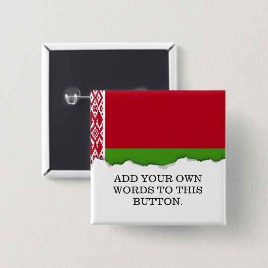 Wit-Russische vlag Vierkante Button 5,1 Cm (Voorkant /achterkant)