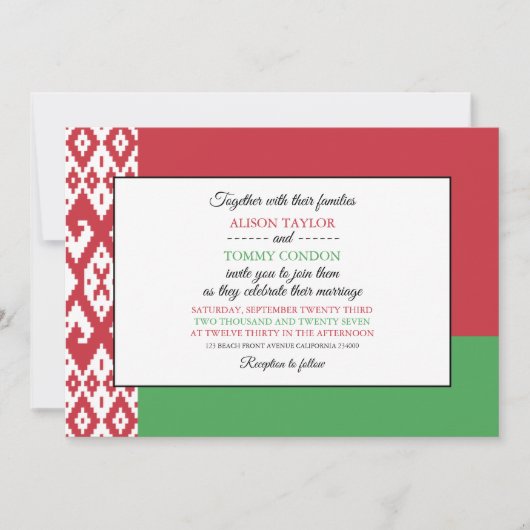 Wit-Russische vlag, vlag van Wit-Rusland bruiloft Kaart (Voorkant)