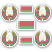 Wit-Russische wapenschild en vlaggen Sticker (Voorkant)