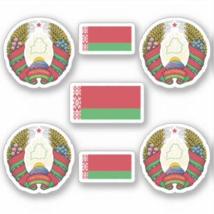 Wit-Russische wapenschild en vlaggen Sticker