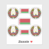 Wit-Russische wapenschild en vlaggen Sticker (Vel)