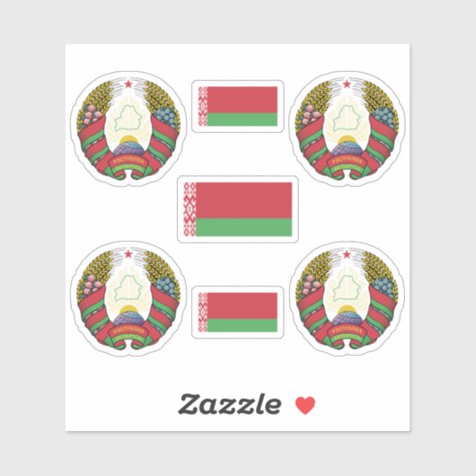 Wit-Russische wapenschild en vlaggen Sticker (Vel)