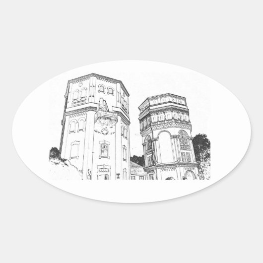 Wit-Russische watertorens Ovale Sticker (Voorkant)