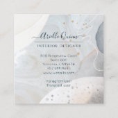 Wit Rust Blauw Abstract Vormen Interieur Designer Vierkante Visitekaartje (Achterkant)