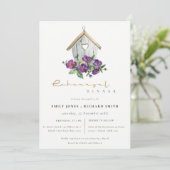 WIT RUSTIC FLORAL BIRDHOUSE REHEARSAL DINNER KAART (Staand voorkant)