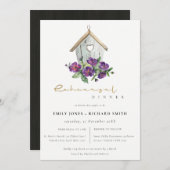 WIT RUSTIC FLORAL BIRDHOUSE REHEARSAL DINNER KAART (Voorkant / Achterkant)