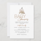 Wit Rustiek Boho Pompoen Neutraal Baby shower Kaart (Voorkant)