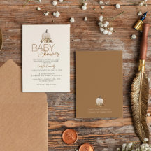 Wit Rustiek Boho Pompoen Neutraal Baby shower