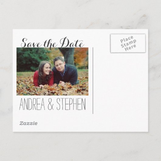 Wit Rustiek Lijst Chalk Typografie Save the Date Aankondigingskaart (Achterkant)