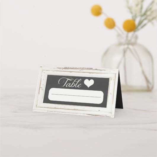Wit Rustiek Lijst Chalk Wedding Place Card Plaatskaartje (Voorkant)