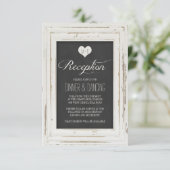 Wit rustiek Lijst krijt bruiloft receptie Informatiekaartje (Staand voorkant)