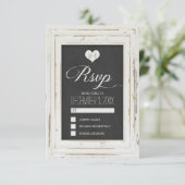 Wit Rustiek Lijst Krijt Bruiloft RSVP Kaart 2 (Staand voorkant)