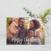 Wit rustiek script foto vakantie kaart (Staand voorkant)