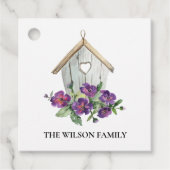 WIT RUSTISCH LAND VIOLET BIRD FLORAAL HUIS BEDANKJES LABELS (Voorkant)