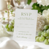 Wit & Sage Green Elegant Wedding RSVP Card