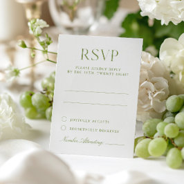 Wit & Sage Green Elegant Wedding RSVP Card