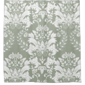 Wit & Sage Groen  Bloemen Ontwerp Douchegordijn (Voorkant)