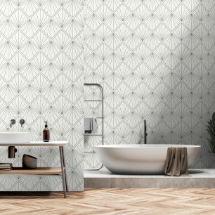Wit Sage Groen geometrisch patroon Behang