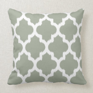 Wit & Sage Groen Quatrefoil Patroon Omkeerbaar Kussen
