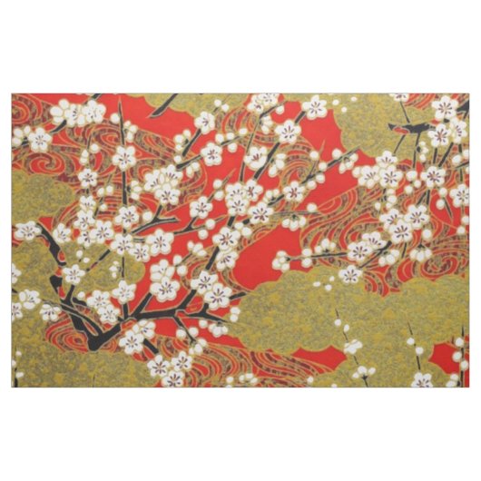 Wit Sakura Fijn Japans Patroon Stof (Yard (91,4 cm))