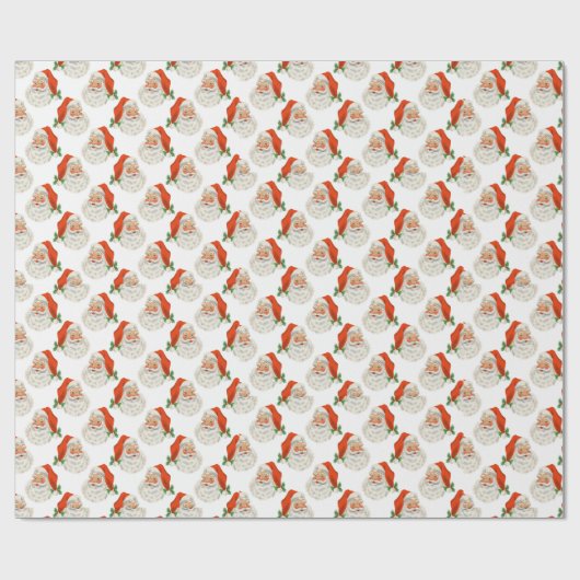 Wit |  Santa Wrapping Paper Cadeaupapier (Vlak)