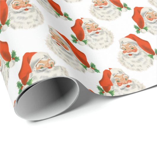 Wit | Santa Wrapping Paper Cadeaupapier (Rol Hoek)