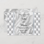 Wit Satijn Quilt bruiloft uitnodiging (Voorkant / Achterkant)