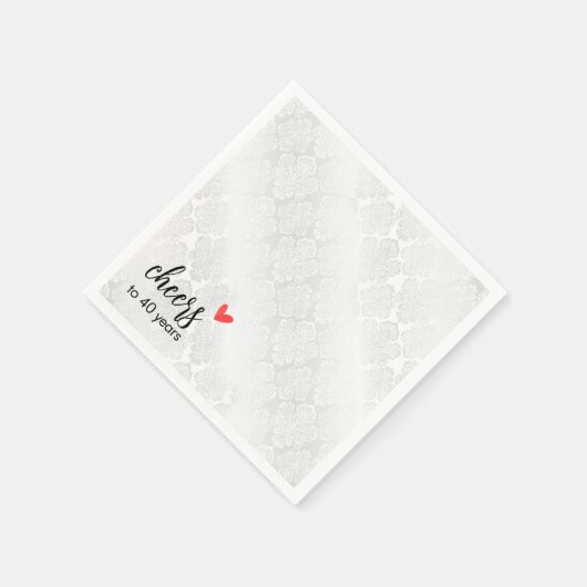 Wit Satijnen Damast 40e Jubileum Servet (Hoek)