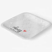 Wit Satijnen Damast 75e Jubileum Papieren Bordje (Gebogen)