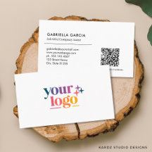 Wit Scannable QR-code Logo Minimaal Visitekaartje