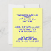 WIT-SCARECROW WIZARD VAN DE OZ-PARTIJINVITATIE KAART (Achterkant)