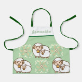 Wit schaap met Baby Schattige gepersonaliseerd Schort (Voorkant)