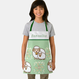 Wit schaap met Baby Schattige gepersonaliseerd Schort