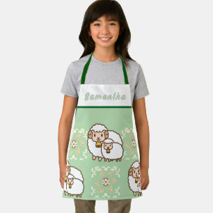 Wit schaap met Baby Schattige gepersonaliseerd Schort