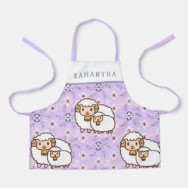 Wit schaap met Baby Schattige gepersonaliseerd Schort