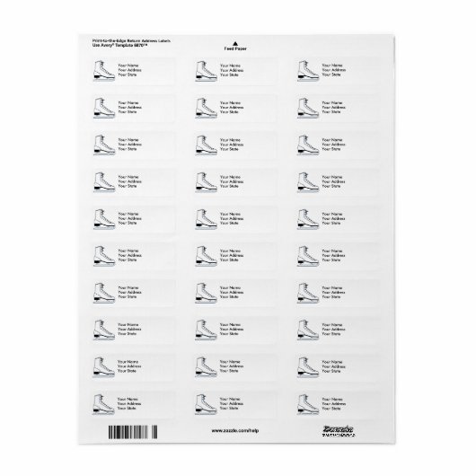 wit schaatsvectorafbeelding etiket (Full Sheet)
