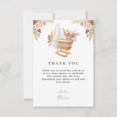 Wit Schattige Waterverf Flower Baby shower Bedankkaart (Voorkant)