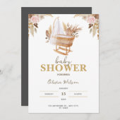 Wit Schattige Waterverf Flower Baby shower Kaart (Voorkant / Achterkant)