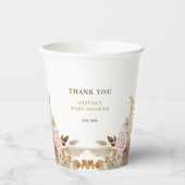 Wit Schattige Waterverf Flower Baby shower Papieren Bekers (Voorkant)