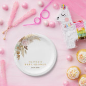 Wit Schattige Waterverf Flower Baby shower Papieren Bordje (Feest)