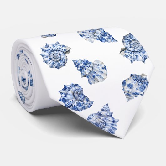 wit schelpenpatroon stropdas (Opgerold)