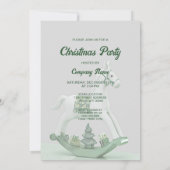 Wit schommelend paard groen kerstfeestje kaart (Achterkant)