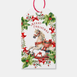 Wit  schommelpaard cadeaulabel