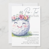 Wit Schoon Bloemig Golf Let's Par-Tee Baby Shower Kaart (Voorkant)